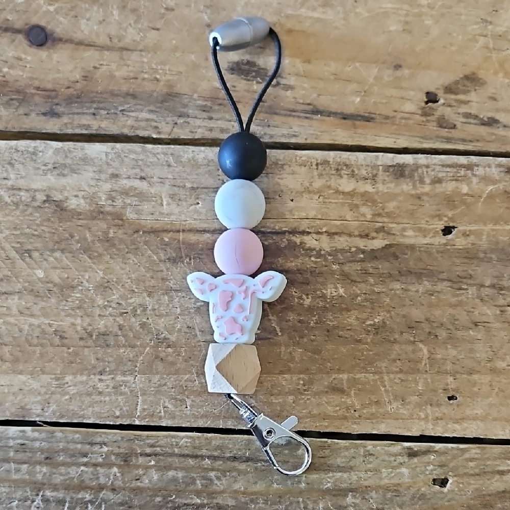 Cute Cow Beaded Keychain